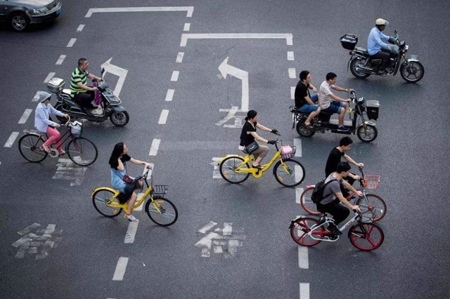 中国城市迅速发展的共享单车