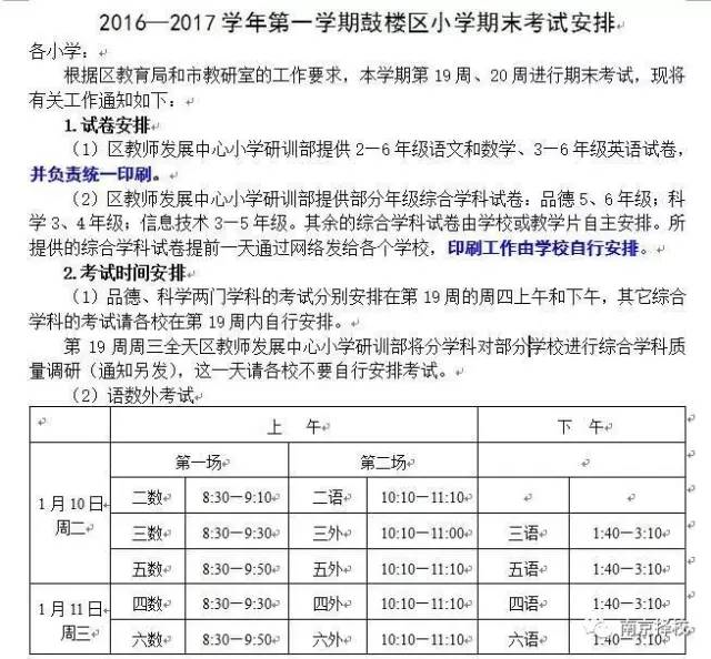 鼓楼区小学期末、调研考试时间安排！附第二学年度学历！ -南京网络教育2.png