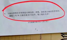 小学考试神题：船上26只绵羊10只山羊，船长几岁