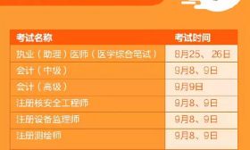 2018后半年职业资格考试时间表