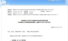 教育部公布2018年校外培训机构专项治理进展情况，我省整改完成整改96.45% 