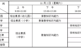 江苏省2019年下半年中小学教师资格考试（笔试）日程安排表