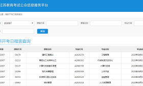 江苏2020年7月自考考试课程安排