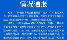 陕西绥德通报男生遭老师殴打缝16针：教师解聘，家长学校达成谅解