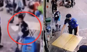 男孩在店铺前写作业桌椅被收走，城管称“以后专门整治你这家”