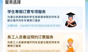上新！12306推出学生、务工人员春运预约购票专区