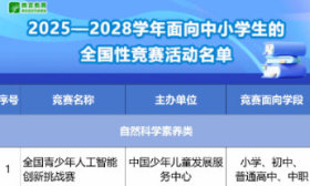 教育部公布2025-2028学年中小学生全国性竞赛“白名单”